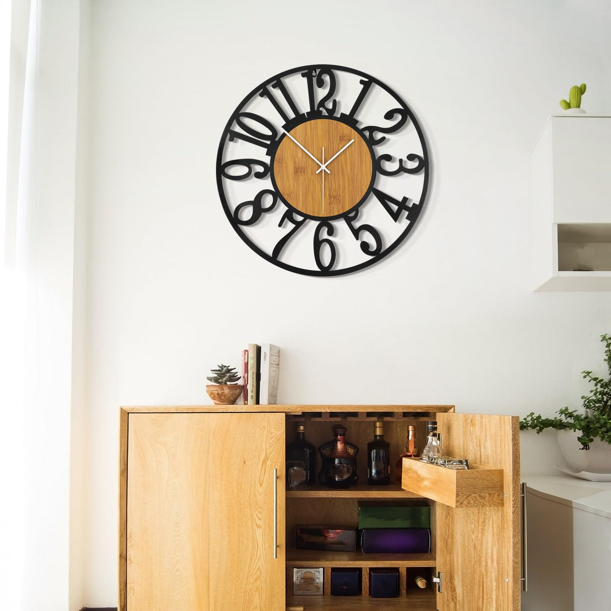 LEIKE Large Wall Clocks,Silent,Non Ticking,Battery Operated Rustic Round Modern Big Wood Wall Clock for Living Room, Bedroom,Kitchen,Farmhouse,Office,Home Decor LEIKE