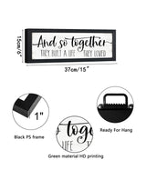 And So Together They Built a Life They Loved Sign Wall Decor: Rustic Farmhouse Wall Decor Above Bed for Bedroom Aesthetic Inspirational Quotes Family Signs Framed Master Bedroom Signs 6" x 14.5" HLJ ART
