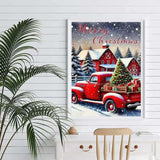 Winter Red Truck Diamond Art Kits for Adults,Merry Christmas Diamond Painting Kits for Beginners,DIY 5D Round Full Drill Diamond Dots Paintings Picture Arts Craft for Home Decor 12 x 16inch ZHUDENGXJL