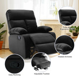 GNMLP2020 Manual Recliner Chairs for Adults, Anti-Scratch Leather Single Sofa Recliner Chairs,Small Recliner Chair for Small Space, RV, Living Room, Black GNMLP2020