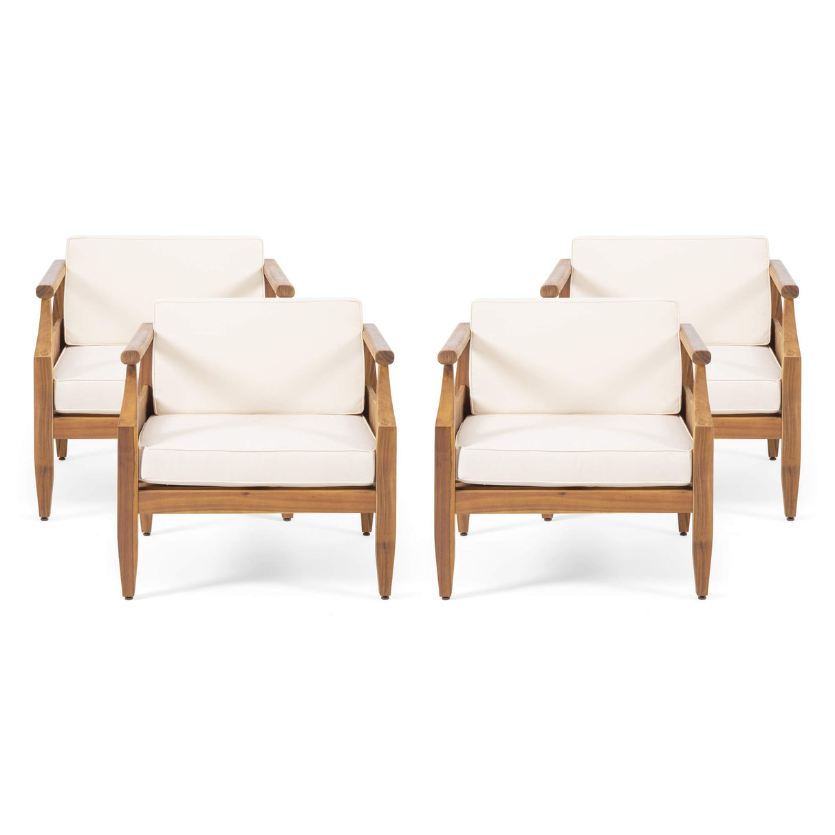 Christopher Knight Home Daisy Outdoor Club Chair with Cushion (Set of 4), Teak Finish, Cream Christopher Knight Home