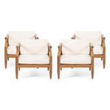 Christopher Knight Home Daisy Outdoor Club Chair with Cushion (Set of 4), Teak Finish, Cream Christopher Knight Home