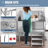 50 Inch Electric Dog Bathing Station For Large Dogs, Height Adjustable Stainless Steel Dog Pet Washing Station, Professional Dog Grooming Tub With Electric Lift, Pet Wash Bath Station (50" Right door) RIGMEC