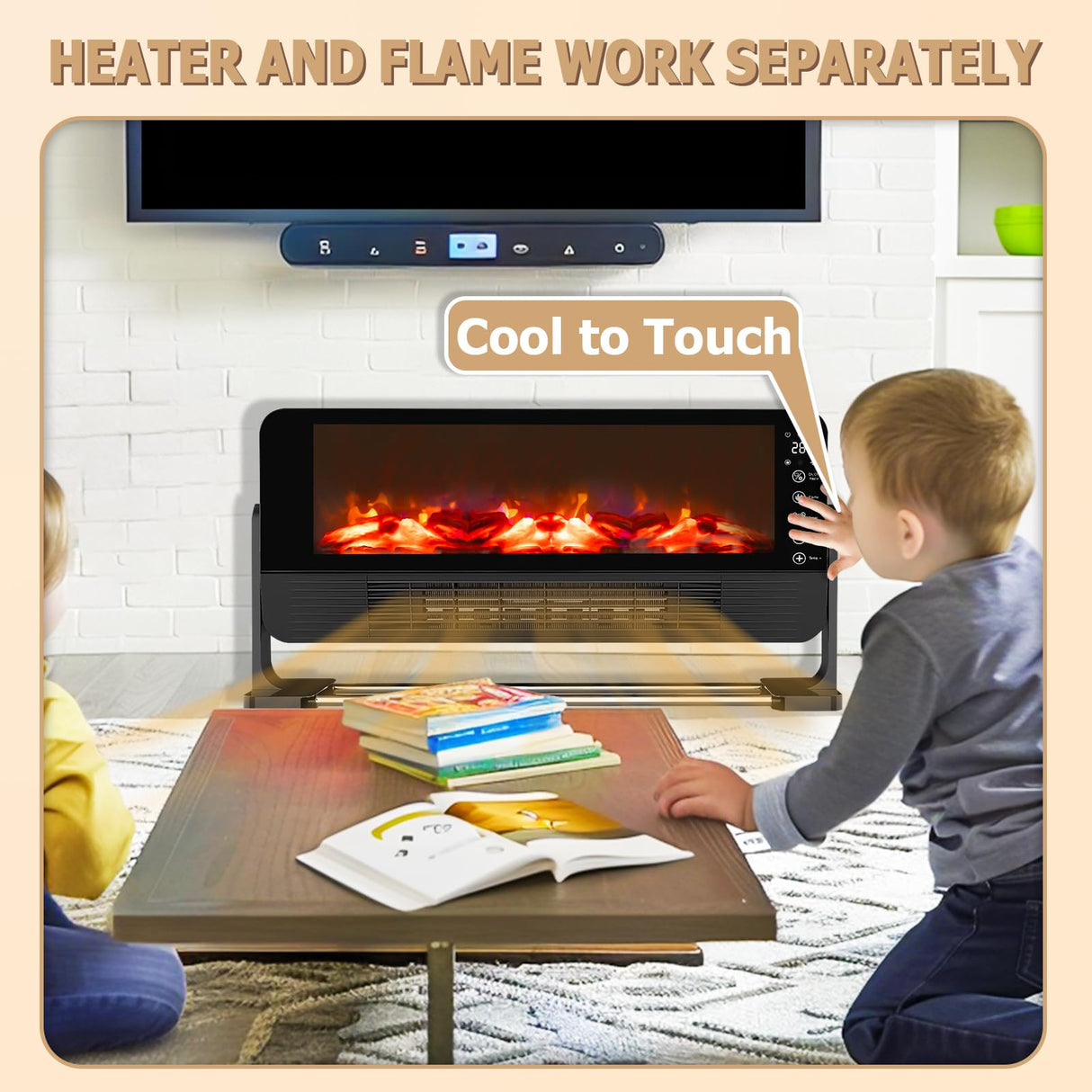 Honitra 22inch Small Electric Fireplace Heater, 3D Flame Fake Fireplace, Remote Control Wall Fireplace, Portable Fireplace Heaters for Indoor Use Living Room Bedroom Bathroom 1500w/2000w, 12h Timer Honitra