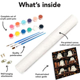 stnckic Halloween Paint by Number kit for Adults, Ghosts Adults' Paint-by-Number Kits on Canvas Bookshelf Easy Acrylic Oil Painting by Number for Adults for Home Decor Gift 16x20 Inch stnckic