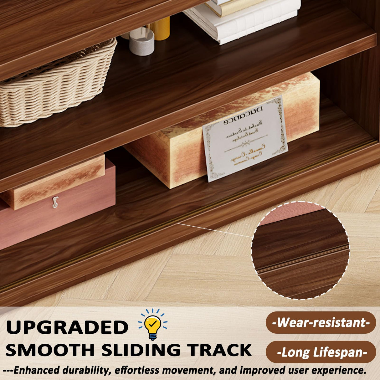 HSH 70" TV Stand for 75 inch TVs,Entertainment Center for Living Room with Storage,Farmhouse Walnut TV Stand Wood with Sliding Doors,Low Media Console Cabinet for Bedroom HSH