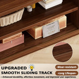 HSH 70" TV Stand for 75 inch TVs,Entertainment Center for Living Room with Storage,Farmhouse Walnut TV Stand Wood with Sliding Doors,Low Media Console Cabinet for Bedroom HSH