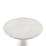 COZAYH Farmhouse Pedestal Small End Table Round Martini Table Wood Plant Stand Rustic Drink Table for Small Space Living Room, Bedroom, White COZAYH