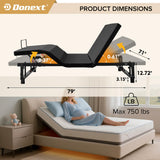 Donext Adjustable Bed Base Fabric Covered, King Bed Frame, Independent Head and Foot Incline, Zero Gravity Quiet Motor, Wireless Remote Control, 4 Ports USB, Under-Bed Nightlights, Electric Bed Base Donext