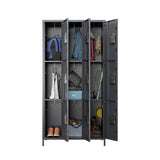 SUXXAN 9 Doors Storage Locker Combination with 18 Hooks,Industries Double Tier Metal Locker for School Office Gym Home Employees Staff Sundries Room W35.43*D15.7*H72(Dark Grey) SUXXAN