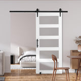 VEVOR 36x84 Inch Glass Barn Door with 6.6ft Sliding Door Hardware Kit Included, 5 Frosted Glass, Water-Proof & Scratch-Resistant Solid Wood, Pre Drilled Easy Assembly with Handle & Floor Guide, White VEVOR