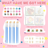 Framed 4 Pack Paint by Numbers Kit for Kids, Cute Cartoon Paint by Number for Kids Ages 4-8 Easy Kids Paint by Number Kits Age 8-12, DIY Acrylic Oil Painting by Numbers for Home Wall Decor 8x8 Inch Fountor