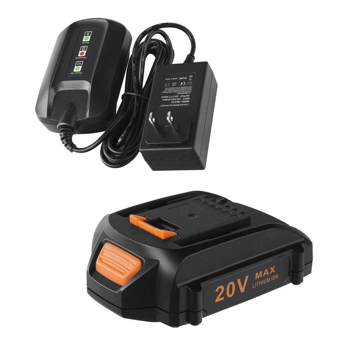 Cell9102 Replacement 20V Battery and Charger Starter Kit, WA3520 Lithium Battery and Charger WA3742 with 20-Volt Cordless Power Tools CELL9102