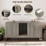 Cat Litter Box Enclosure for 2 Cats, 47.6’’ Litter Box Furniture Hidden with Scratch Pad, Double Room Large Cat Cabinet, Indoor Pet House TV Stand Side Table,Washroom,Grey Halitaa