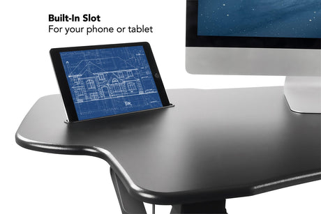 Mount-It! Adjustable Height Standing Desk Converter, Extra Large 48” Wide Tabletop for Dual Monitors, Stand Up Desk Riser to 19.25" Tall - Electric Raising Desk Convertor in Black Mount-It!