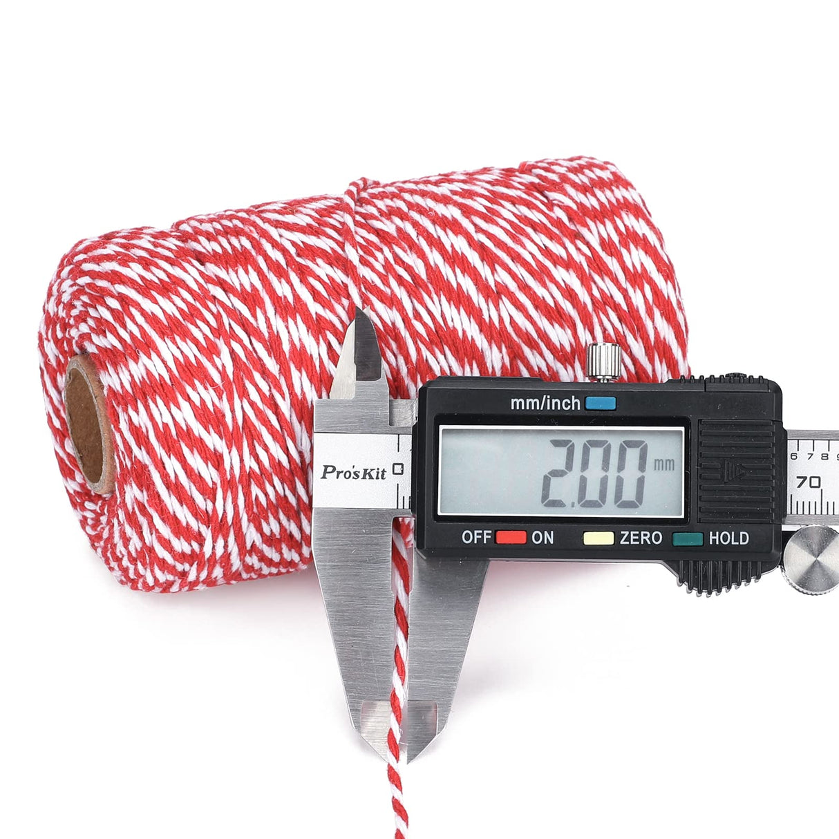 Red and White Cotton Twine String - 656 Feet, Ideal for Crafts, Gift Wrapping, Party, Baking and Holidays KINGLAKE