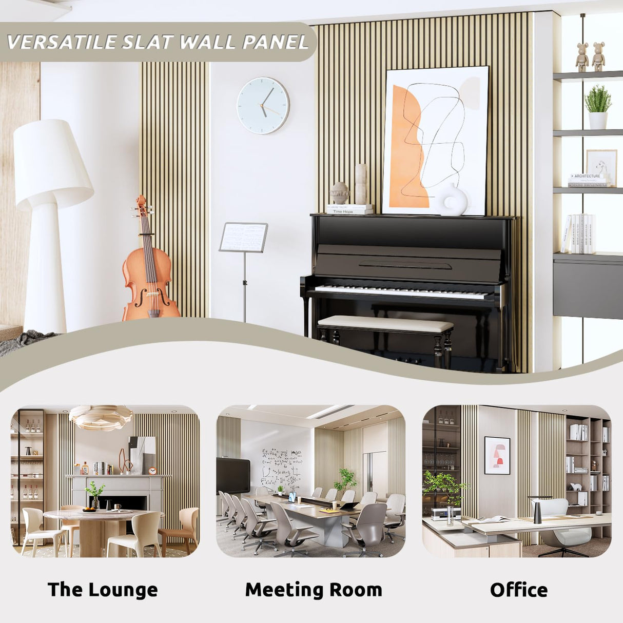 Wood Panels for Wall, 3D Soundproof Slat Wall Paneling, 2 Pack 94.5" x 12.6" Wall Panels for Interior Wall Décor, Living Room, Bedroom (Oak) Carlo Schdoo