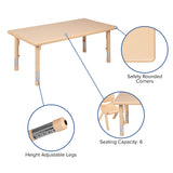 Flash Furniture Wren 24"W x 48"L Rectangular Natural Plastic Height Adjustable Activity Table Flash Furniture