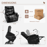 Himimi Power Lift Recliner Chair for Elderly, Adjustable Electric Recliner with 8-Point Vibration Massage, Lumbar Heating, Remote Control, Cup Holders, USB & Type-C Ports (Black) Himimi