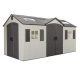 Lifetime 60079 Outdoor Storage Dual Entry Shed, 15 x 8 ft, Desert Sand Lifetime
