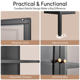 Polup Display Cabinet with 3 Side Tempered Glass, 66" Tall Curio Cabinet with Doors, Black Display Case for Collectibles, Figures, Metal Storage Cabinet for Living Room, Home Office, Assemble Required Polup