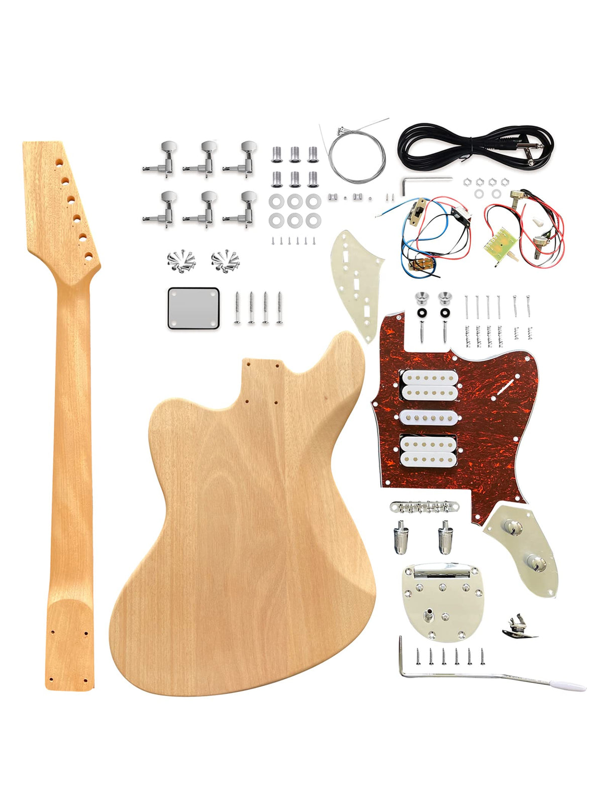 Fistrock DIY Electric Guitar Kit Beginner Kit 6 String Right Handed with Mahogany Body Mahogany Neck Rosewood Fingerboard Chrome Hardware Build Your Own Guitar. Fistrock