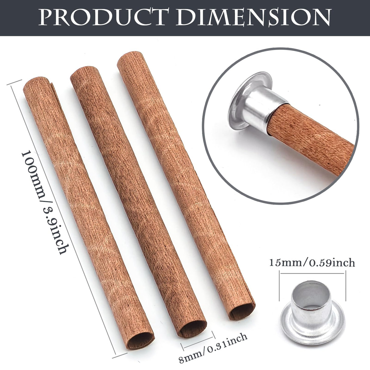 SWIGRANCE 20 Set Wood Spiral Candle Wicks 4x0.32inch / 100x8mm, Wood Wick Tube with Iron Stands for Candle Making, Natural Round Wooden Wick Core Handmade Candles Supplies SWIGRANCE