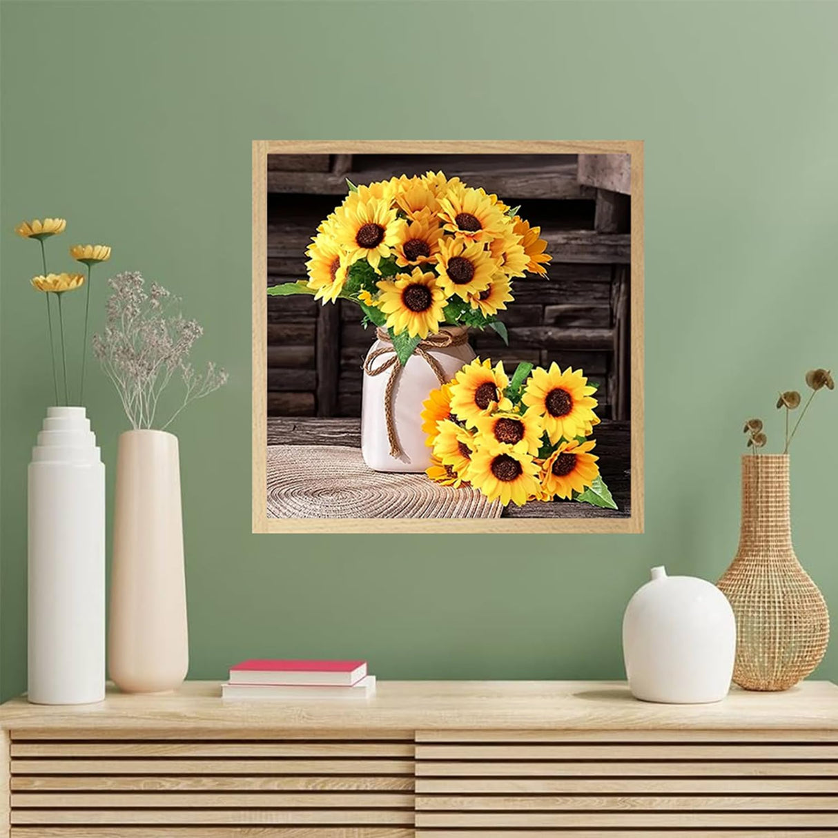 TOPMCYSG Sunflower Flowers Diamond Art Kits for Adults,Round 5D Diamond Painting Kits for Beginners,DIY Full Drill Diamond Dots Paintings Picture Floral Gem Art and Crafts Home Wall Decor 13.8x13.8 in TOPMCYSG