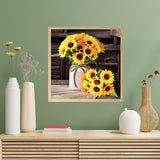 TOPMCYSG Sunflower Flowers Diamond Art Kits for Adults,Round 5D Diamond Painting Kits for Beginners,DIY Full Drill Diamond Dots Paintings Picture Floral Gem Art and Crafts Home Wall Decor 13.8x13.8 in TOPMCYSG