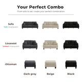 HOMES: Inside + Out Reese Modern Plush Chenille Couch with Side Pockets, Cup Holders and USB Ports, Wooden Comfortable Sofa for Living Room, Bedroom and Office, Black HOMES: INSIDE + OUT