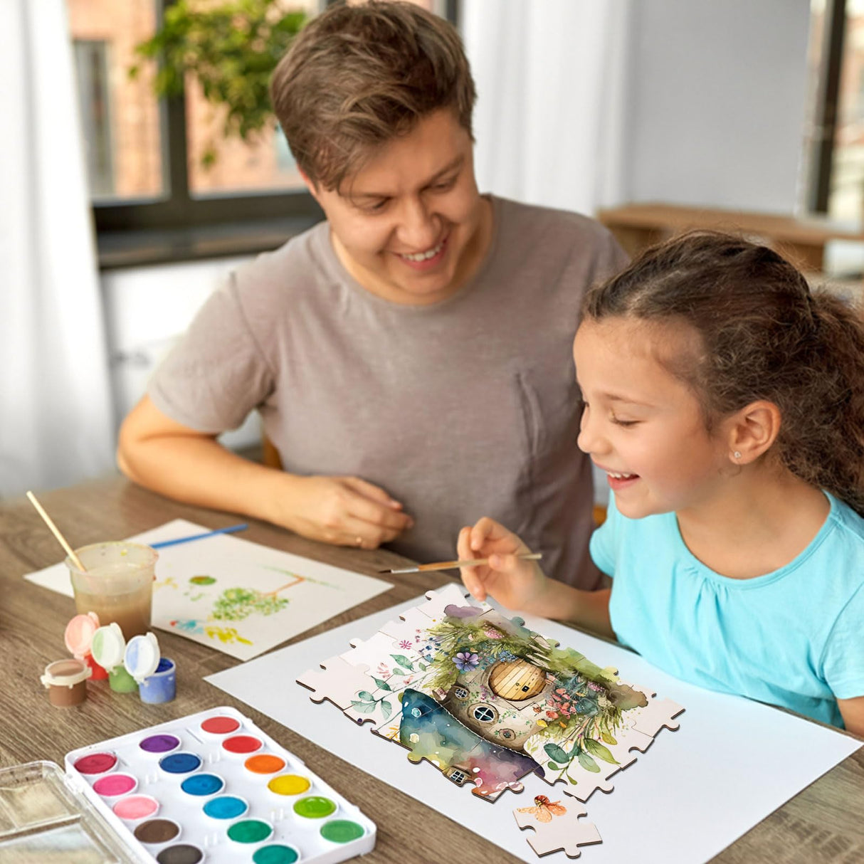 AWIZOM 120 Pcs Blank Wooden Puzzle Pieces for Crafts 3.5x2.99 Inch Wooden Puzzle Shape Cutouts Unfinished Freeform Jigsaw Wood Puzzles for Arts & Crafts, DIY Projects, Painting, Home Decoration AWIZOM