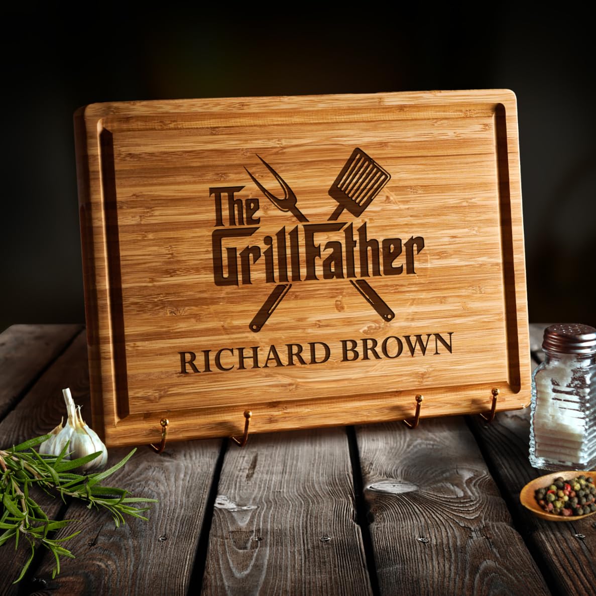 Personalized Cutting Board for Men - Father's Day Cutomized Grilling Gifts for Dads - BBQ Wood Board Grill Accessories for Dad - WoodArtSupply