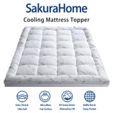 Mattress Topper King Size, Cooling Extra Thick Breathable Viscose Made from Bamboo Mattress pad, Soft Quilted Fitted Mattress Cover with 1000 GSM Down Alternative Fill (8-21”Deep Pocket) SakuraHome