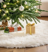 Multiwins 48 Inch Faux Fur Christmas Tree Skirt, Fluffy Plush Skirt for Christmas Tree, White Christmas Tree Rug Skirt Perfect for Christmas Party Decorations multiwins