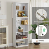 oneinmil Bookcase and Bookshelf, Floor Standing 6-Tier High Bookshelf, Display Storage Rack, Home Decorative Furniture, Suitable for Home Offices, Living Rooms, and Bedrooms,White oneinmil