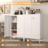 IRONFFICE Metal Storage Cabinet,2 Door Metal Locker Storage Cabinet,White Accent Locker Cabinet with Shelves,Sideboard Cabinet for Living Room,Entryway IRONFFICE