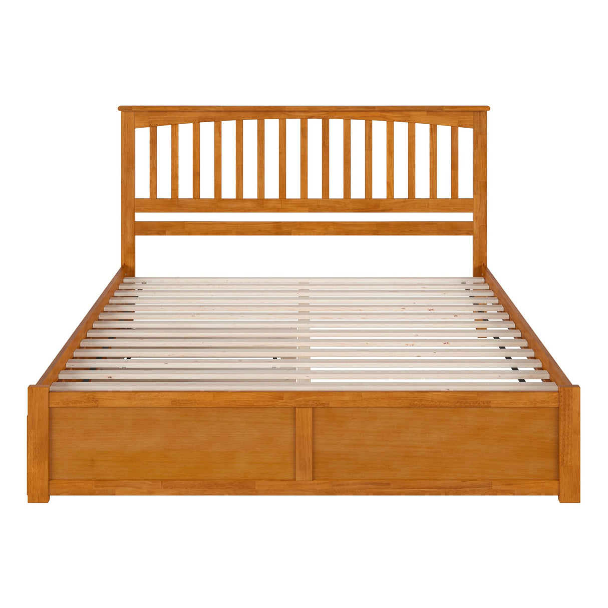 AFI Mission King Solid Wood Platform Bed with Footboard & Twin XL Trundle in Light Toffee AFI