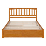 AFI Mission King Solid Wood Platform Bed with Footboard & Twin XL Trundle in Light Toffee AFI