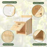 Bird Houses for Outside, Bluebird House with Standing Perch, Hanging Wood Bird House with Waterproof Acrylic Plate for Small Birds Bluebird Finch Swallow Wren Chickadee Assembly Required Chuiendi