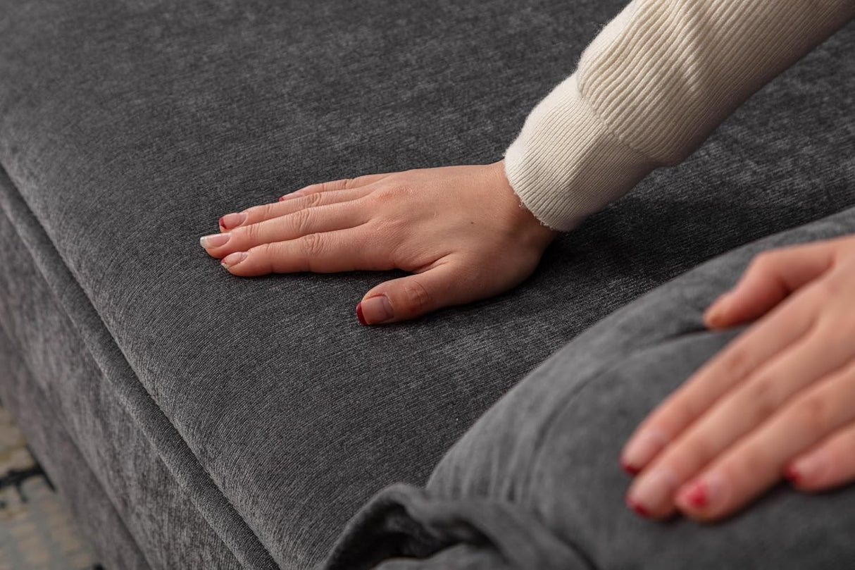 TYBOATLE Sofa Couches for Living Room, Mid-Century Modern Comfy 85" W Loveseat w/2 USB Charger & Wide Arms, 3 Seater Cloud Small Couch Sofas for Small Space Apartment Bedroom Office (Dark Grey) TYBOATLE