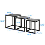 HAHRIR Nesting Table Set of 3 Side Tables, Modern Coffee Table Stacking End Table with Metal Frame (A-Square, Grey) HAHRIR