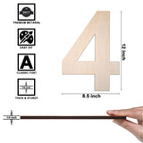12 Inch Wooden Number 4, 1/4 Inch Thick Large Unfinished Wood Letter for DIY Crafts Home Wall Decor TDOCK