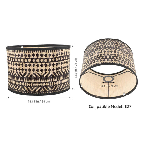 Bamboo Lamp Shade, Vintage Drum Lampshade Table Lamp Shade Chandelier Lamp Covers Replacement Light Accessory for Pendant Floor Lamps, 30X30x20CM Uonlytech