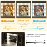 DYHOME Makeup Vanity Desk with Mirror and Lights & Charging Station, 49" Large White Vanity Desk with 3 LED Light Modes, Make Up Vanity Table Makeup Desk with 7 Drawers & 3 Cabinets for Bedroom DYHOME