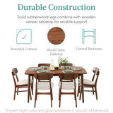 Best Choice Products 7-Piece Wooden Dining Room Table Set, Mid-Century Modern, Kitchen Table w/ 6 Chairs, Upholstered Cushions, Curved Backrests, Rounded Table Corners - Walnut/Cream Best Choice Products