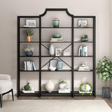 Auromie Triple Wide 5-Tier Bookshelf, 70.87" L x 79.13" H Extra Large Bookcase, Tall Open Etagere Display Shelf with Metal Frame, Freestanding Modern Storage Shelves for Home Office (Black) Auromie