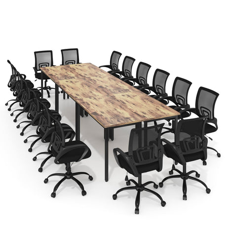 Bonzy Home 14ft Conference Tables Chair Set, 165"x47"x30" Table & 16pcs Chairs, Office Computer Desk and Chair Set for Meeting Room Study Printer Table Seminar Office Furniture Set for 16 People Bonzy Home
