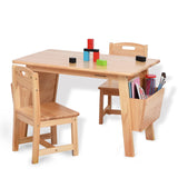KRAND Kids Solid Wood Table and 2 Chair Set with Storage Desk and Chair Set for Children Toddler Activity Table (Solid Wood/Natural) KRAND