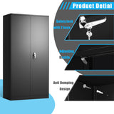 CuisinSmart Metal Storage Cabinet with 2 Doors, Utility Cabinet Locking Garage Cabinet with 5 Adjustable Shelves, 71" Storage Locker for Home, Garage, Office Black CuisinSmart