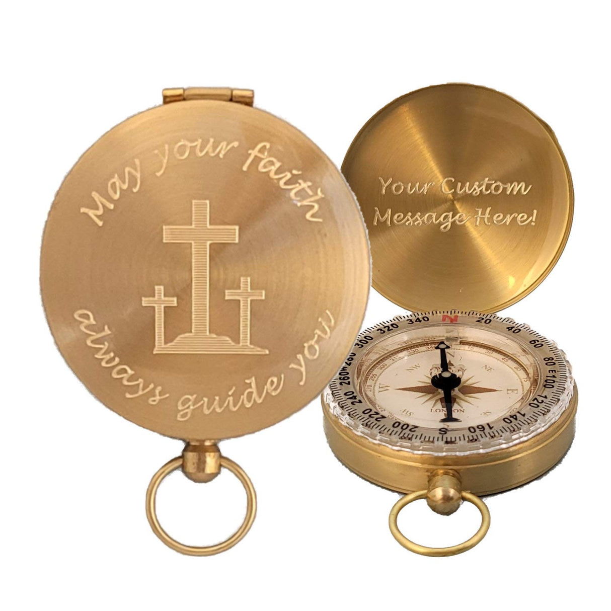 Personalized Compass for Baptism, Confirmation, First Communion | Engraved Gift of Faith for Catholic or Christian Men, Teen Boy, Boys, Son, Grandson (Personalized, MYF-Compass & Box) Stanley London